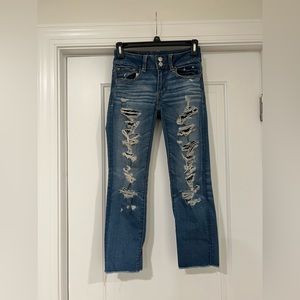 American Eagle Artist Crop Distressed Jeans